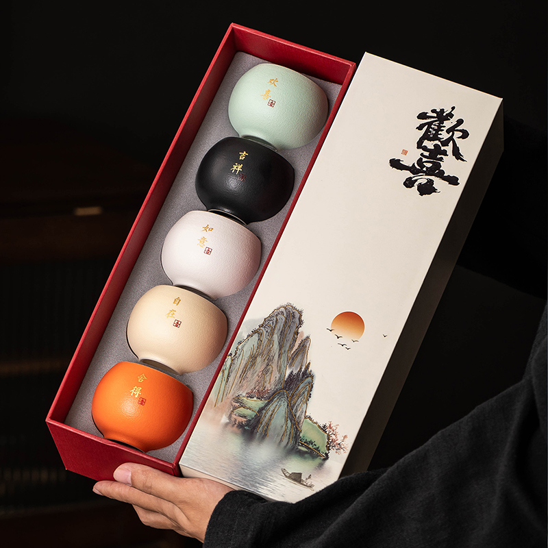 匠序陶瓷五彩禅定六杯套组