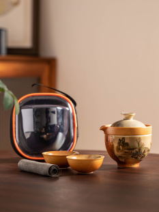 快杯一壶两杯小套茶壶中国风 便携式 柴火旅行茶具便携式 户外露营式