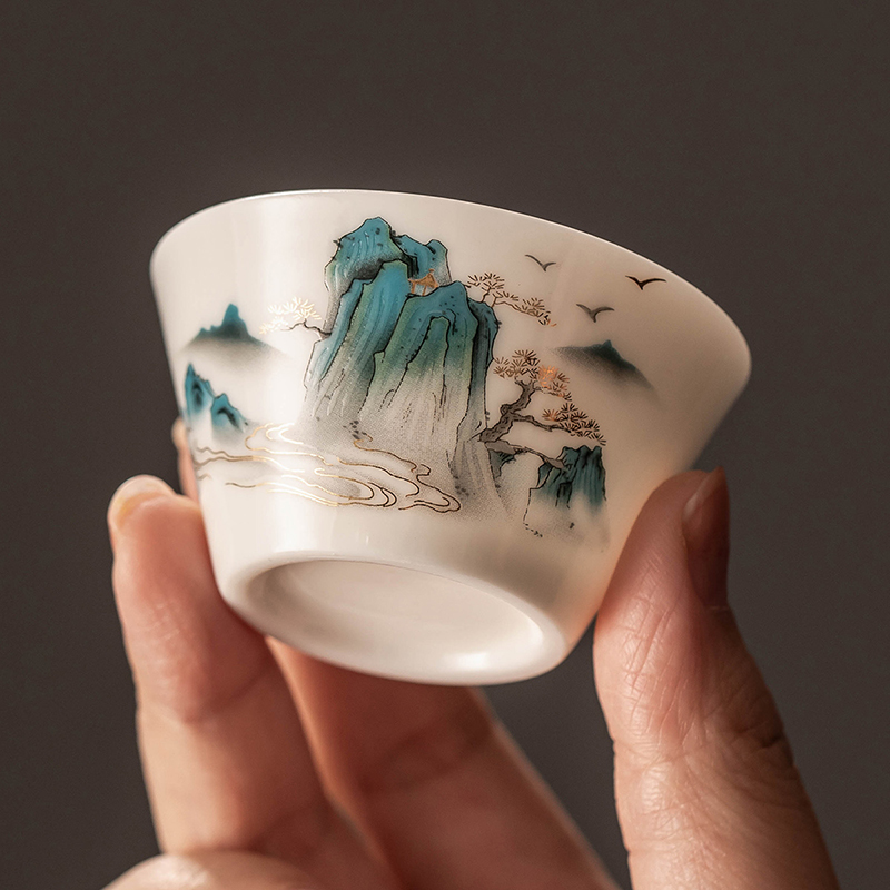 匠序白瓷小容量办公室喝茶斗笠杯