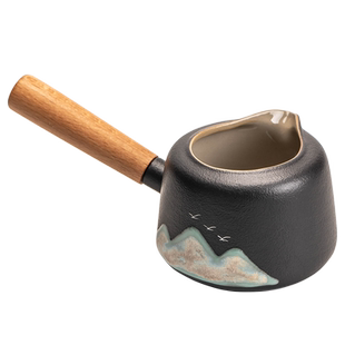 黑陶远山侧把公道杯家用大容量陶瓷茶壶单壶复古功夫茶具过滤防烫