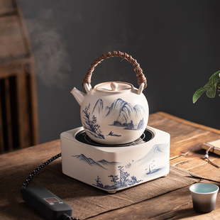 蒸煮茶壶电陶炉加热陶瓷烧水壶家用茶具全自动小型围炉煮茶器套装