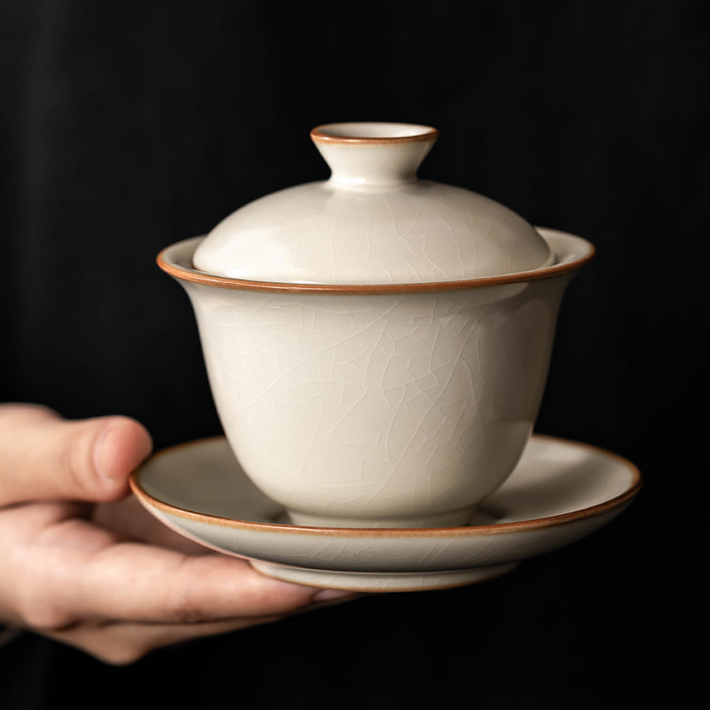 匠序汝窑三才盖碗单个高档泡茶碗