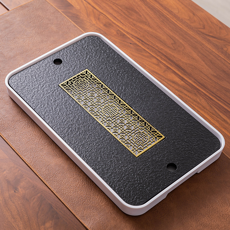 干泡带排水乌金石头简约小型茶盘