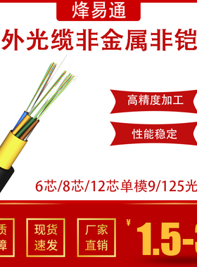 烽易通 GYFTY-4B1.3层绞式非金属非铠装4芯12芯单模9/125非金属光纤4芯6芯8芯12芯24芯48芯 光纤线