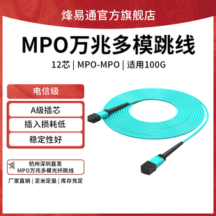 烽易通 MPO-MPO光纤跳线OM4万兆多模12芯集束光缆MPO-LC双工40G100G数据中心连接线MTP MPO-MPO万兆