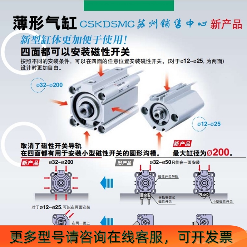 SMC CQ2B50/CQ2B63-10DZ-15D-20DZ-25D-30D-35D-40D-50DZ-75DZ