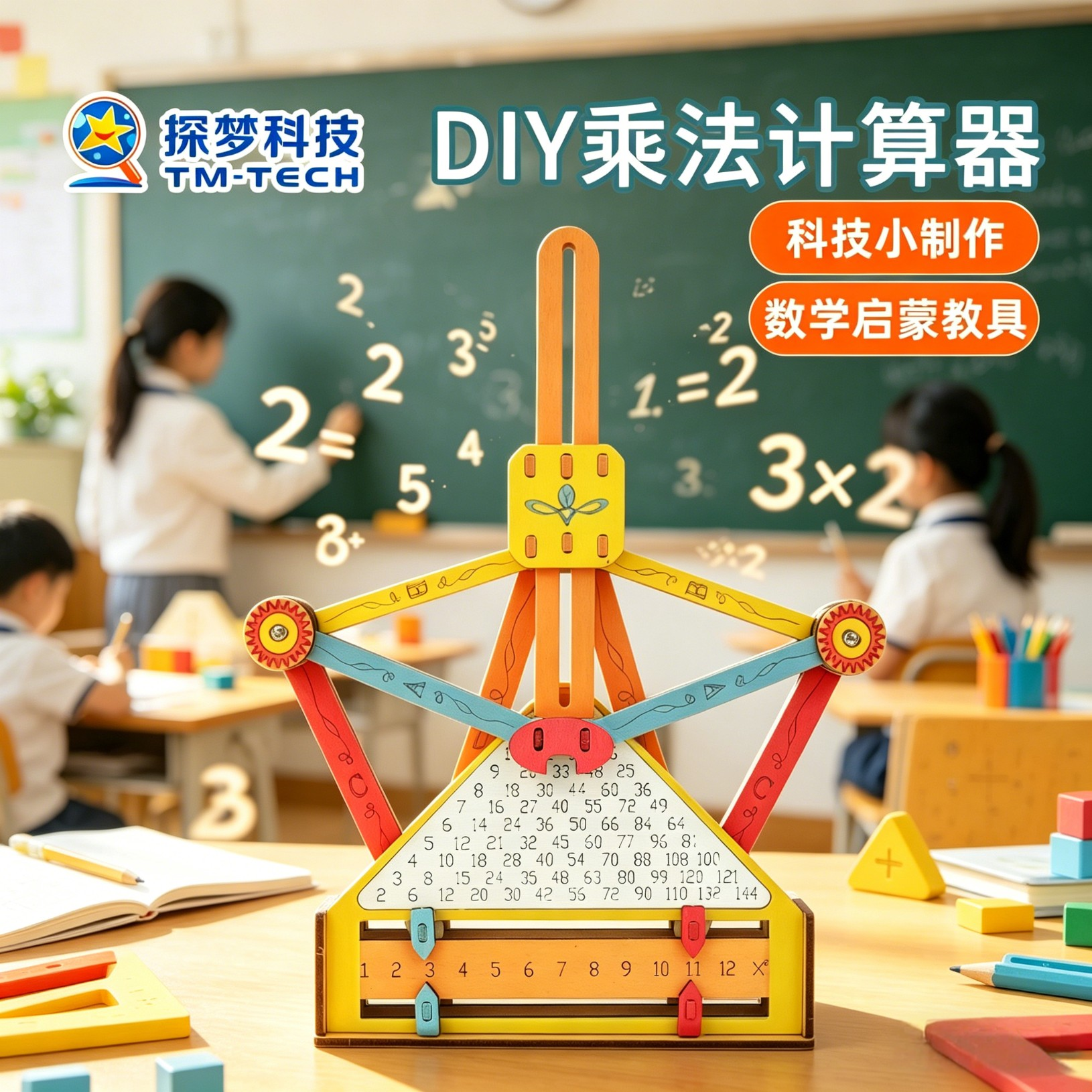 木质乘法计算器教学实验教具科学小制作手工diy自制拼装材料包连杆