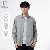 鲁泰全棉衬衣日常百搭休闲商务格子衬衫 男装 时尚 方领长袖