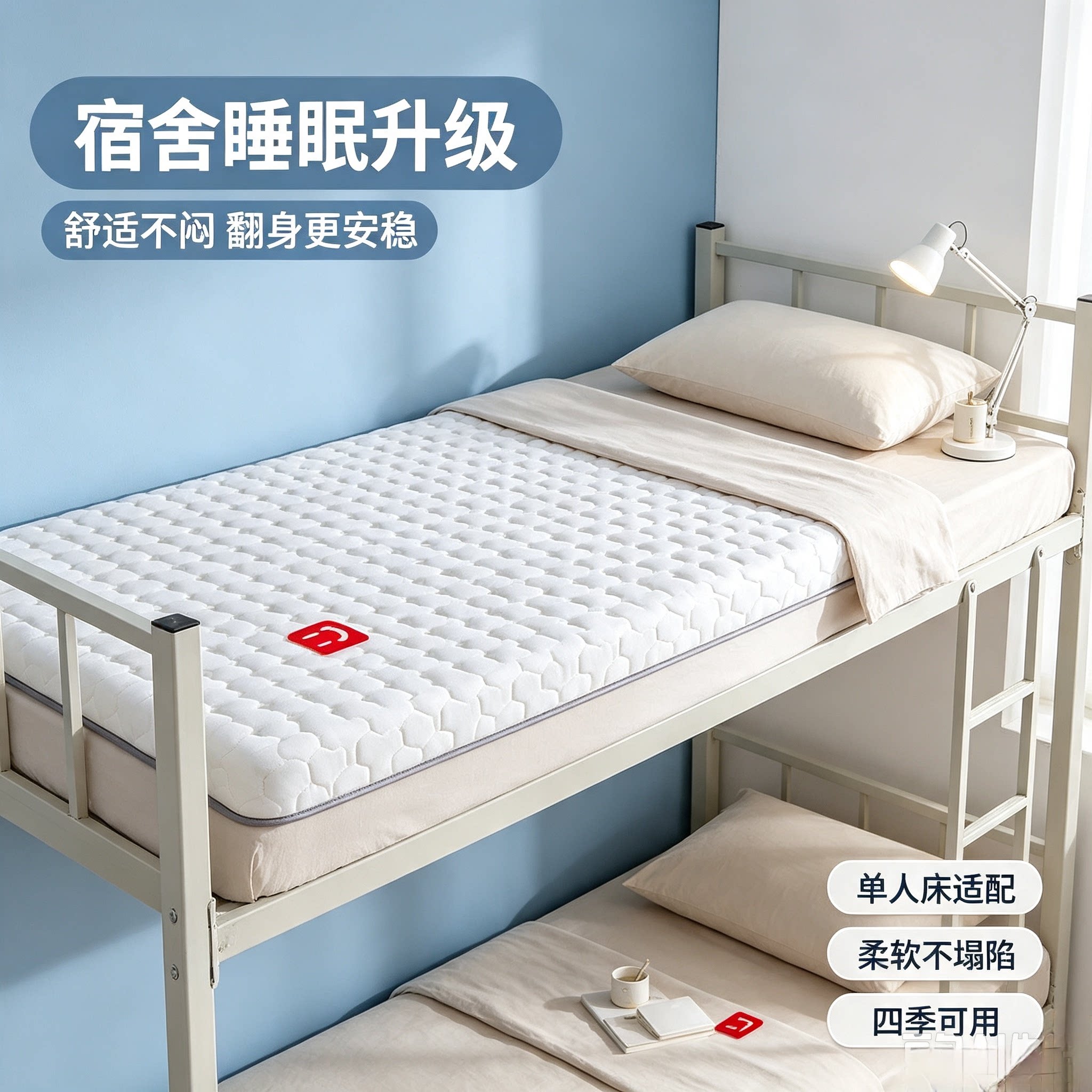 宿舍单人乳胶记忆棉床垫透气柔软