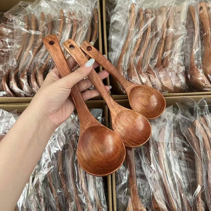 汤勺家用长柄粥勺食品级木质饭勺日式嗦粉盛汤大号木勺子高档新款