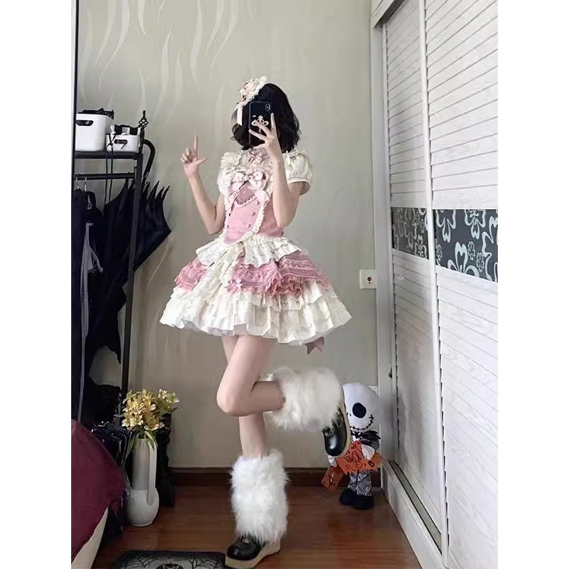 粉色魔法少女胸衣衬衫半身裙lolita裙套装洛丽塔可爱甜美