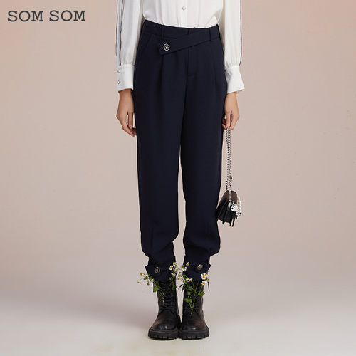 休闲百搭纯色长裤索玛