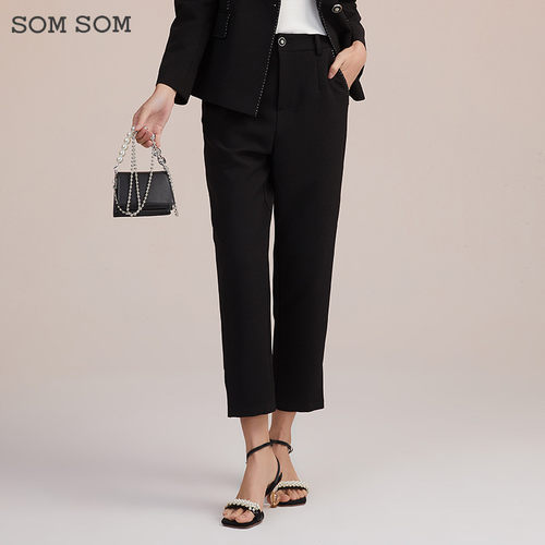 休闲百搭纯色长裤索玛