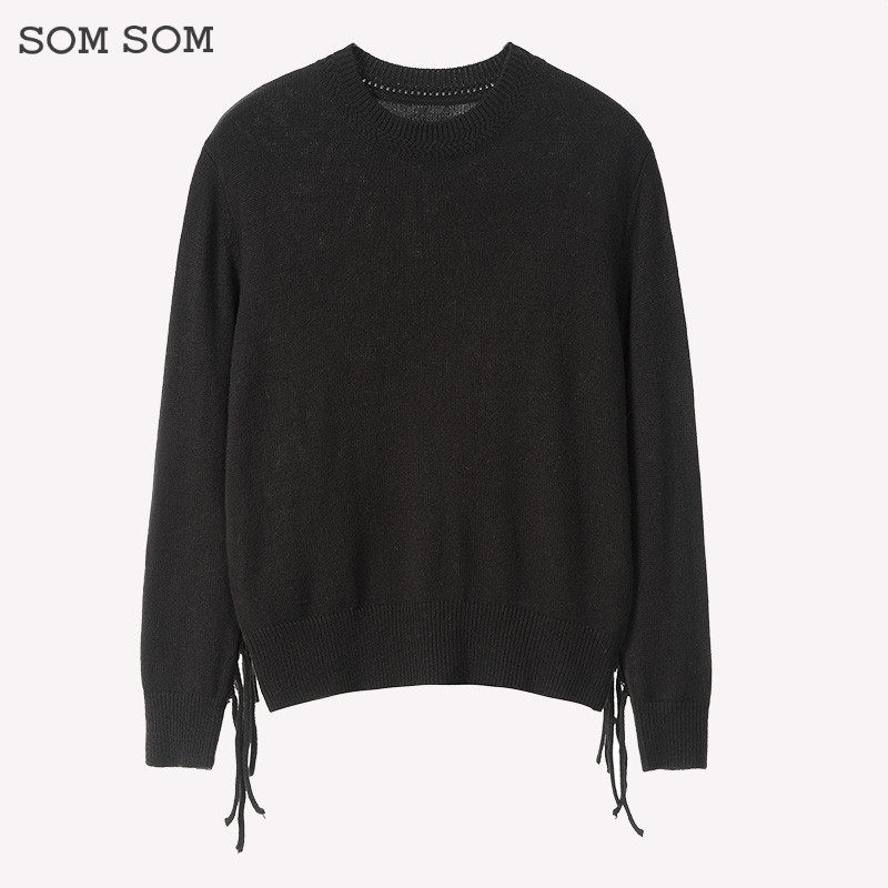 SOMSOM/索玛秋冬毛衫女绵羊毛套头针织衫流苏设计感小众保暖毛衣,女装/女士精品,毛针织衫,淘宝优惠券,粉丝福利购,淘宝优惠卷