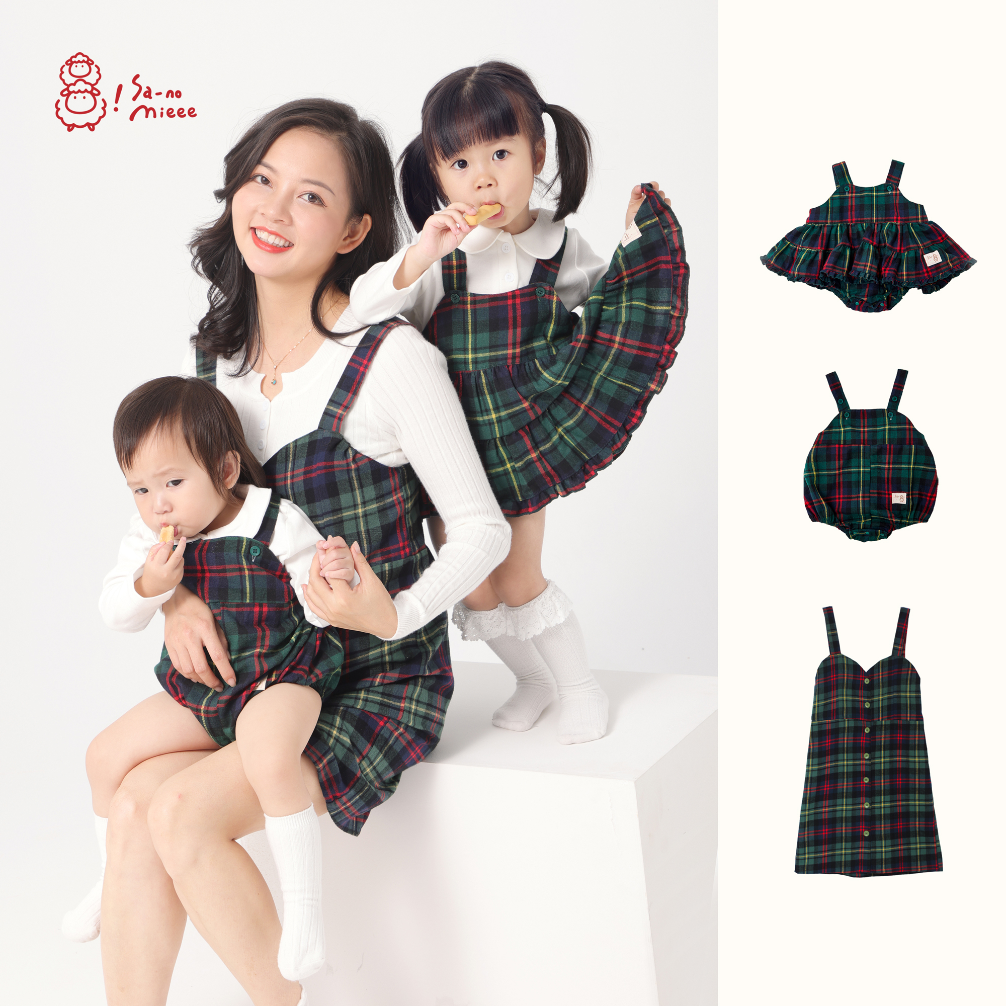 英伦风亲子背带裙母女装