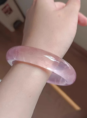 天然粉水晶手镯 冰仙透粉晶冰粉镯子女款饰品礼物批发