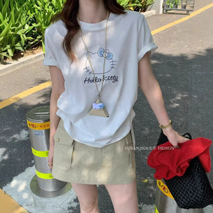T恤圆领套头甜美凯蒂猫印花韩版 短袖 上衣女SI601 2026夏季 苏珊