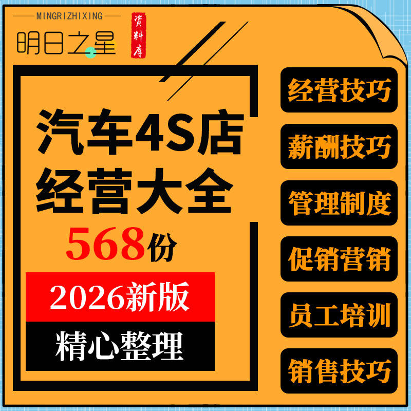 汽贸汽车4s店经营管理制度员工职责销售技巧培训促销营销活动方案