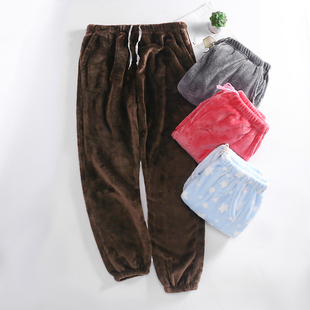 春秋季妈妈保暖束口睡裤女中老年冬天灯笼裤婆婆法兰绒家居小脚裤