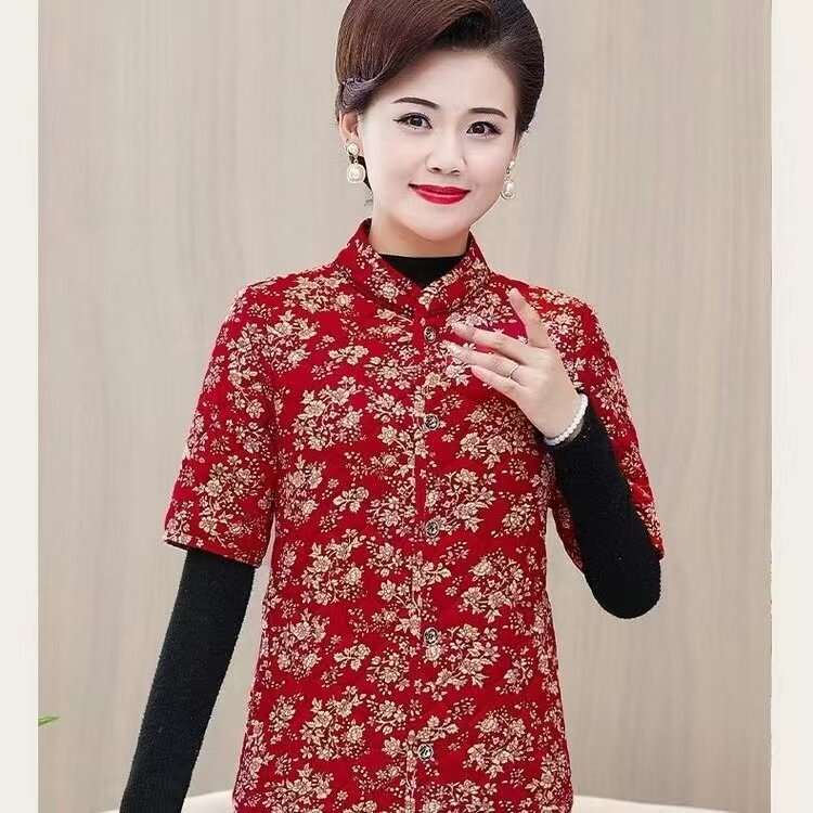 婆婆加厚外穿马夹短袖棉衣女马甲