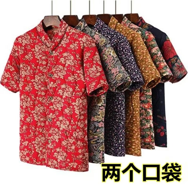 中老年女装冬五分袖加绒加厚棉服