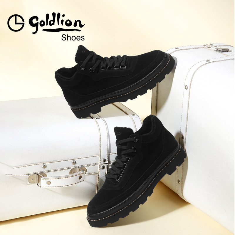 金利来男鞋雪地棉靴子冬季工装鞋加绒保暖棉鞋防滑马丁靴高帮板鞋