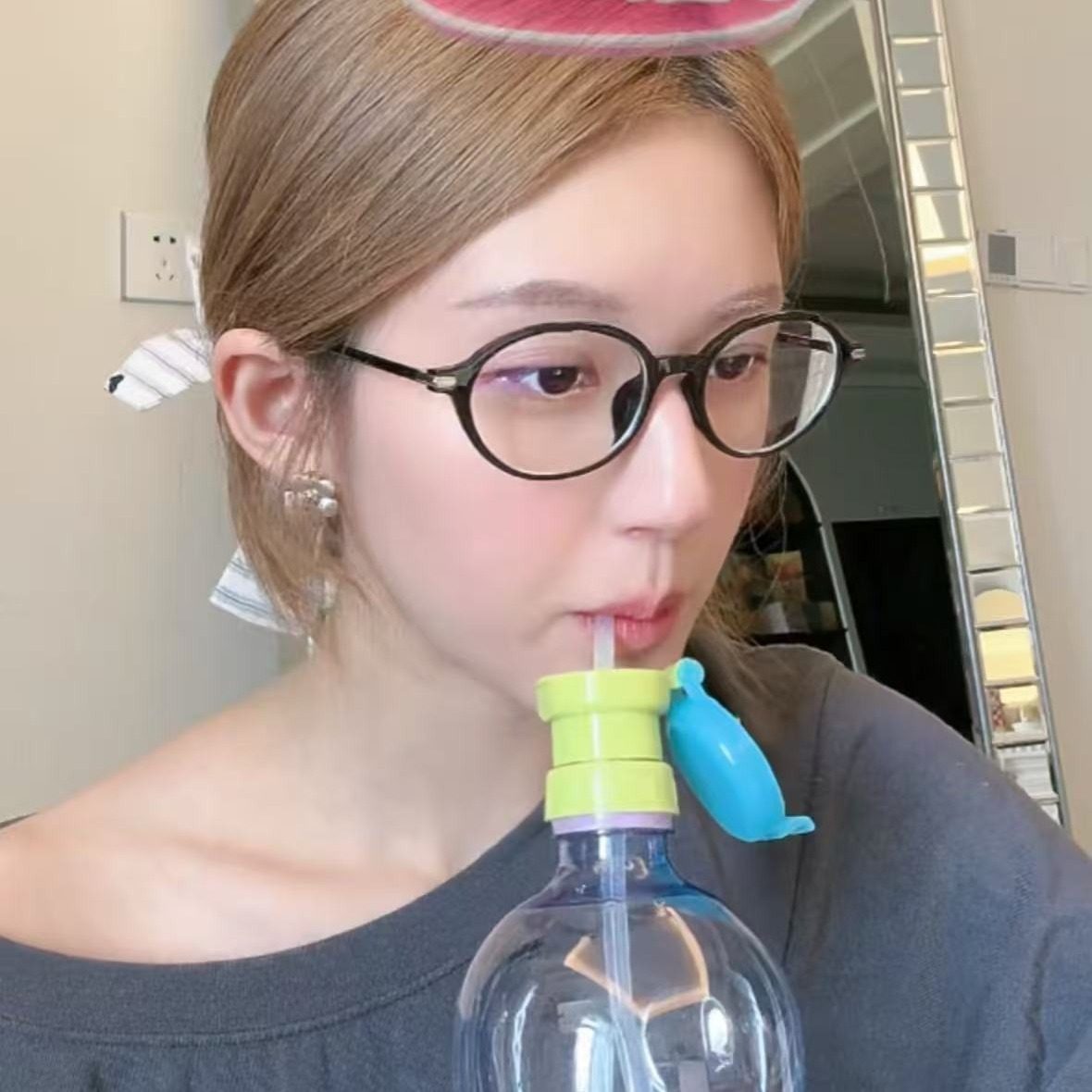 赵露思同款吸管瓶盖矿泉水转换头