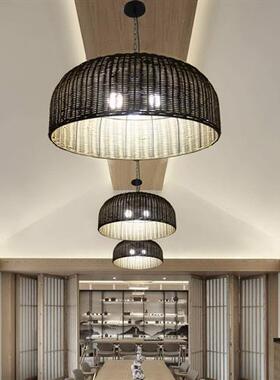 厂家直供藤艺吊灯东南亚风格酒店民宿饭店客厅餐厅包厢藤艺吊灯