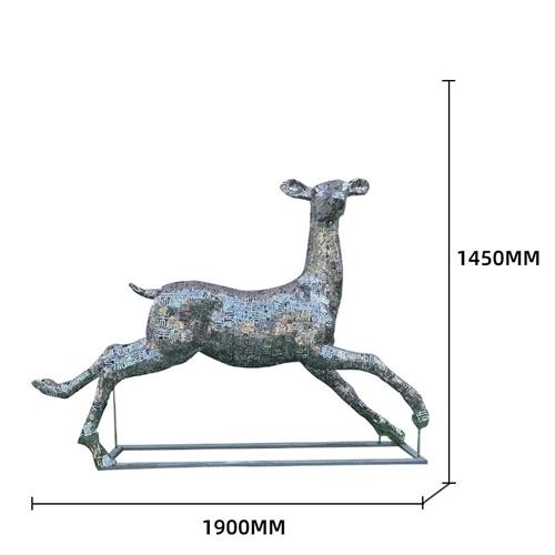 草坪户外不锈钢字母鹿雕塑摆件庭院小区镂空动物艺术品生产 家居饰品 户外/庭院摆件 原图主图