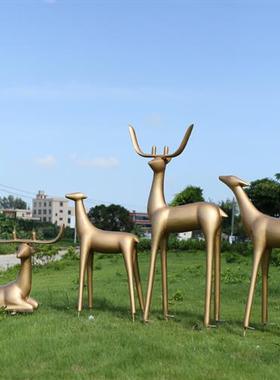 玻璃钢抽象鹿摆件梅花鹿房地产园林景观装饰户外麋鹿雕塑庭院模型