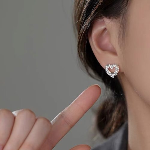 srrmhyn925镀银爱心耳钉女2