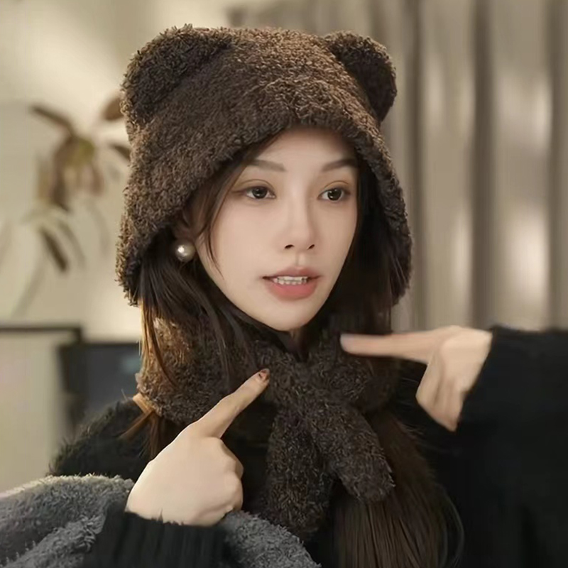 可爱小熊耳朵毛线帽子女2