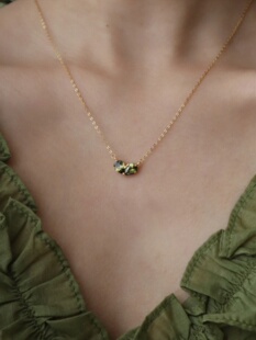 srrmhyn绿芽心形吊坠轻奢小众设计款项炼女镀金锁骨炼