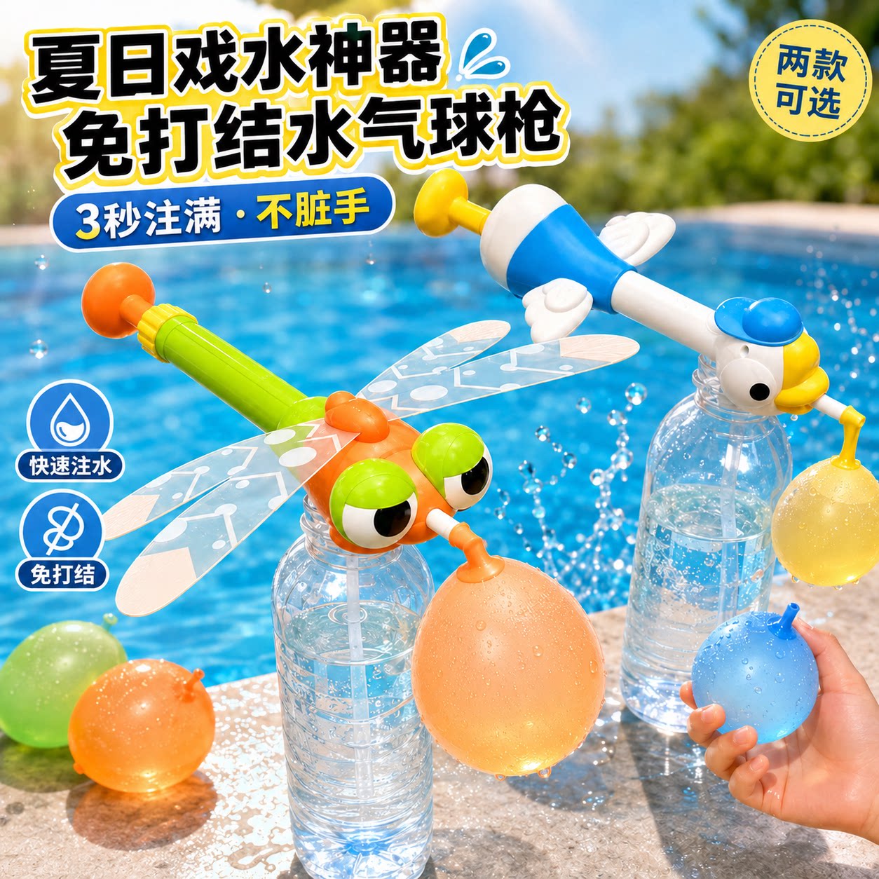 水气球儿童蜻蜓水枪炸弹快速注水户外沙滩泳池打水仗神器男孩玩具