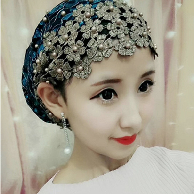 帽子女头巾套头盖头女回头巾帽纱巾回族礼拜帽方便夏季绣花包头帽