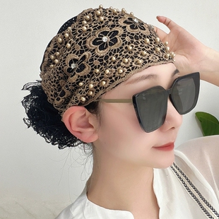 遮白发神器帽子女盖头女回新款休闲包头帽发套钉珠发箍女士头巾帽