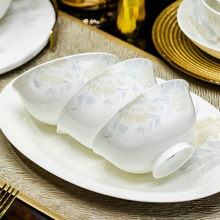 高颜值陶瓷碗家用2025新款景德镇餐具碗盘筷子套装米饭碗汤面碗碟