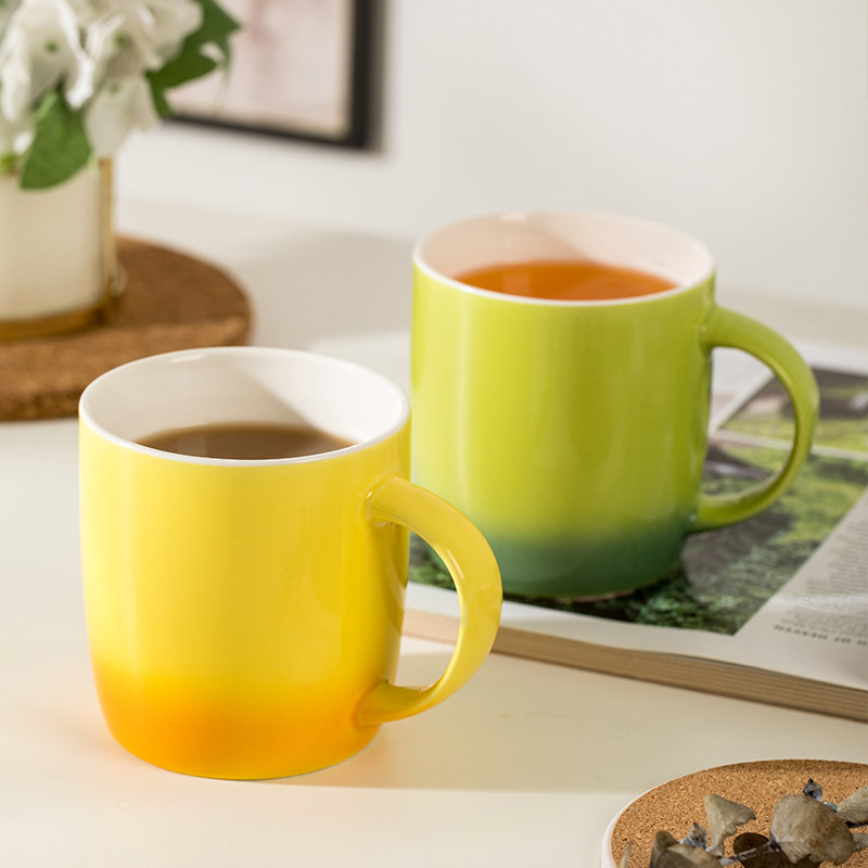 马克杯4个套装家用水杯陶瓷杯子带盖勺情侣杯子咖啡杯办公室茶杯