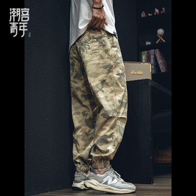 夏季薄款速干卡其迷彩工装裤男士宽松大码伞兵休闲裤复古洗水长裤