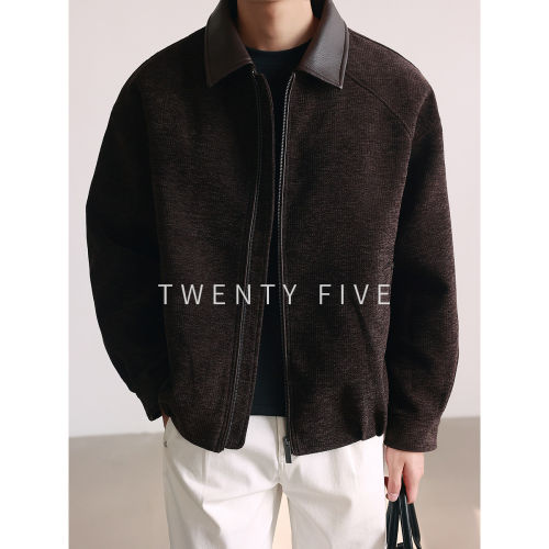 TWENTY FIVE｜静奢老钱风翻领拼接夹克男秋季休闲复古哈灵顿外套