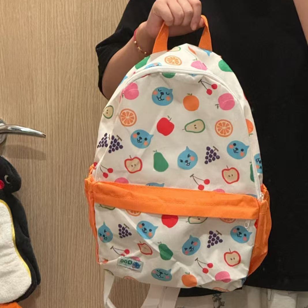 新款潮流双肩包小清新男女卡通彩色满印书包双肩包背包