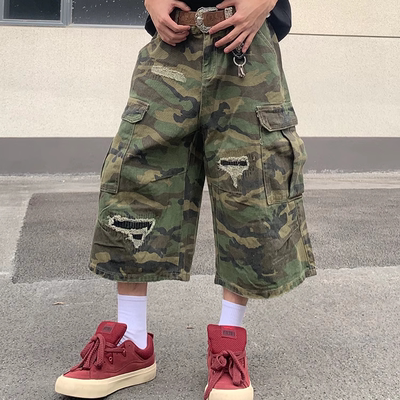 美式高街迷彩工装小众设计短裤潮