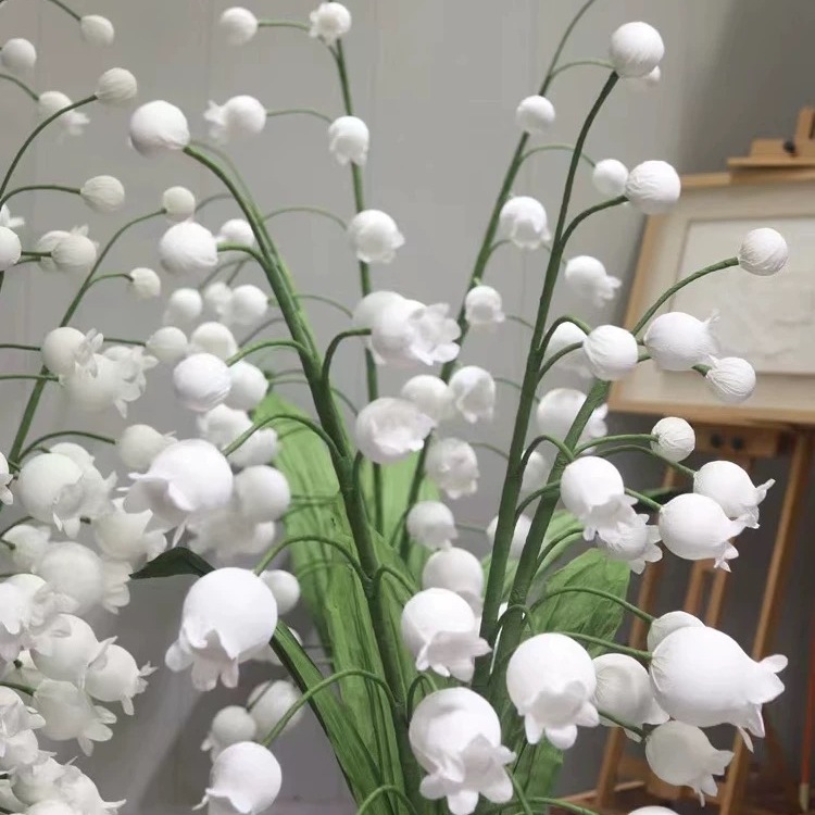 纸艺铃兰花婚礼舞台装饰花手工花大型艺术装置婚庆道具路引绢花