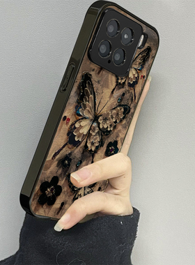 黑色蝴蝶适用小米15手机壳14ultra新款12x13pro男10s女款红米k80k60k50k40情侣k70e至尊版turbo3套note11pro4