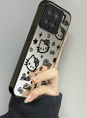 黑色kt猫适用小米15手机壳14ultra新款12x13pro男10s女款红米k80k60k50k40情侣k70e至尊版turbo3套note11pro4