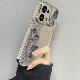 梅花蝴蝶适用opporeno13手机壳reno12新款11oppofindx8x6x7ultra6防摔5k10pro+9男8女款7情侣3k12x套oppok9s