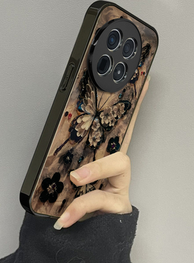 黑色蝴蝶适用一加13手机壳12新款ace5pro防摔ace3男ace2v女款acepro10情侣oneplus1ace竞速版5g保护9r套13t