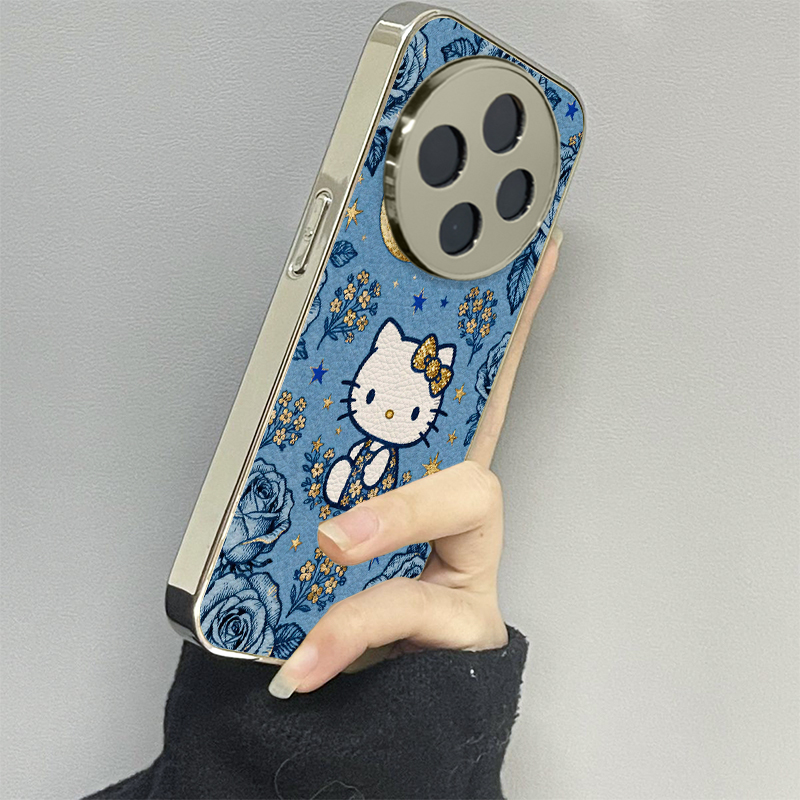 蓝花kt猫适用vivoy200i手机壳y300pro新款y78+皮质y100防摔vivoy53s77e男y76s女款vivoy73s70s情侣y52st1x