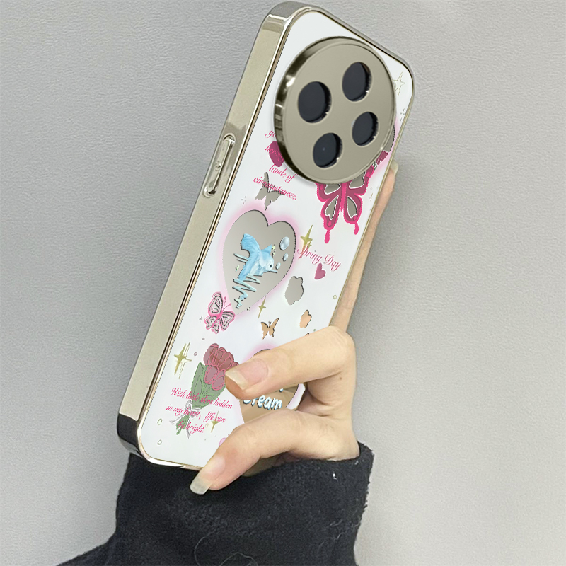 爱心蝴蝶适用vivoy200i手机壳y300pro新款y78+镜面y100防摔vivoy53s77e男y76s女款vivoy73s70s情侣y52st1x