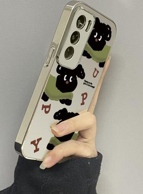 绿色狗狗适用opporeno13手机壳12新款11镜面10pro+9男8女款oppoa97a93a72a58a57a56a2pro3情侣oppofindx8x7套